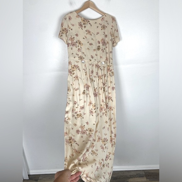 Claude Rene VTG Floral Maxi Dress Sz 4 Pleated Mother Pearl Buttons Cottagecore - Picture 3 of 14